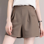 休闲裤 夏季 薄款 垂感阔腿A字高腰宽松黑色单层西装 短裤 女2025新款