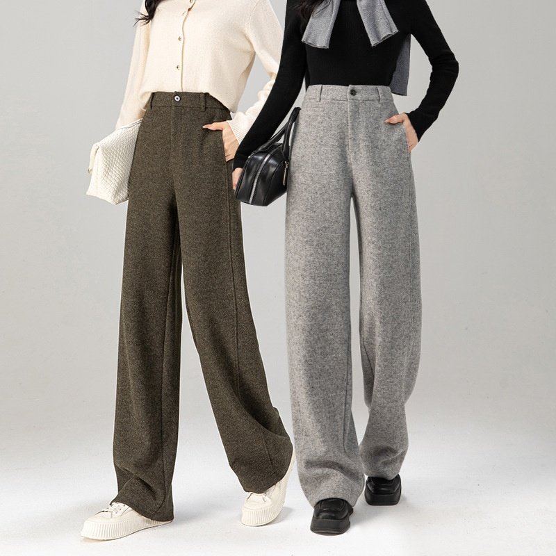 羊毛直筒裤冬2025新款高腰垂感显瘦加厚毛呢松弛感阔腿裤郑州女裤,女装/女士精品,休闲裤,淘宝优惠券,粉丝福利购,淘宝优惠卷