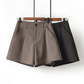 阔腿宽松显瘦西裤 垂感薄款 女夏季 百搭雪纺A字裤 高腰4分西装 短裤