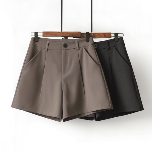 夏季高腰4分垂感显瘦西装短裤女