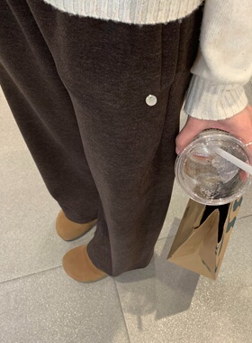 日系复古磨毛阔腿运动卫裤女垂感长裤子春秋宽松高级感直筒休闲裤