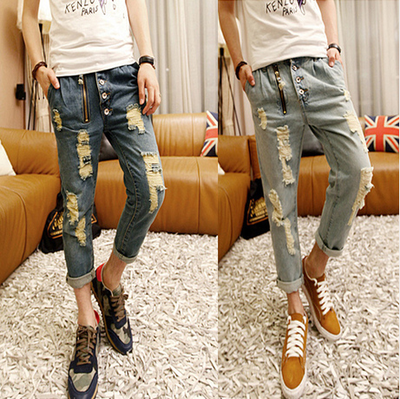 Jeans pour adolescent droite en vrac en polyester pour printemps - Ref 1466026 Image 1