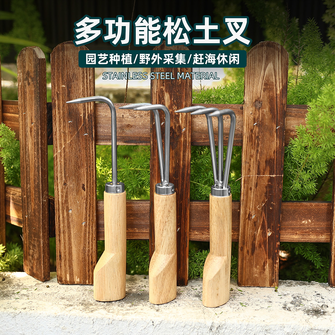 园艺工具不锈钢单爪根钩松土根勾盆栽盆景养护松土钩木柄单爪钩,鲜花速递/花卉仿真/绿植园艺,耙子,淘宝优惠券,粉丝福利购,淘宝优惠卷
