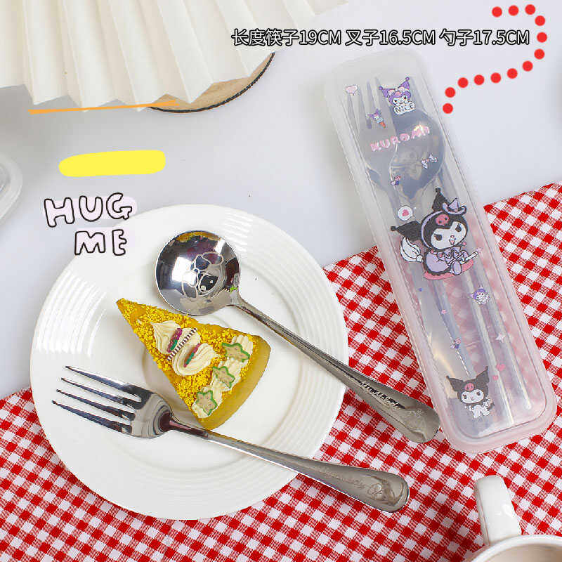 三丽鸥库洛米美乐蒂玉桂狗便携餐具套装筷子勺子叉子学生旅行盒装,餐饮具,便携/折叠餐具,淘宝优惠券,粉丝福利购,淘宝优惠卷