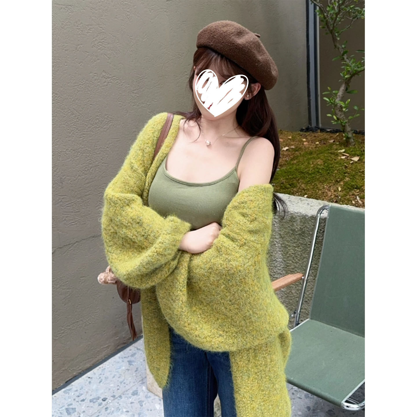 2026秋冬新款韩系宽松显瘦蝙蝠袖百织开衫毛衣女多巴胺中长款