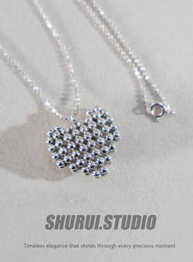 SHURUIS925立体爱心纯银项链