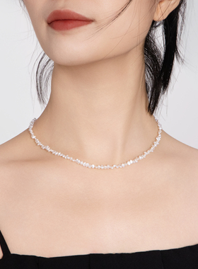 SHURUI 2026春夏新款天然淡水巴洛克AK极强光珍珠项链锁骨链