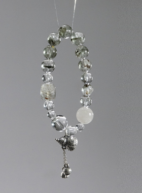 SHURUI 绿幽灵 超七白水晶纯银葫芦手串手链温润百搭设计感