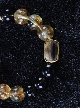 SHURUI 黄塔晶 茶晶小金鱼手串手链温润百搭设计感