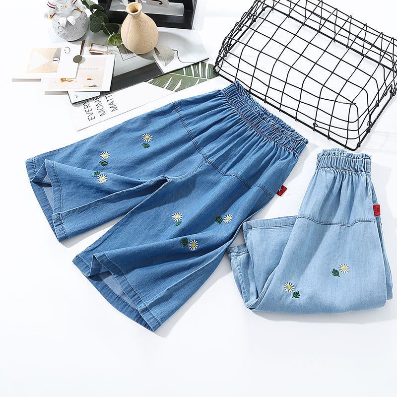 女童七分裤2025新款夏季儿童牛仔裤短裤薄款宽松裤女孩天丝阔腿裤