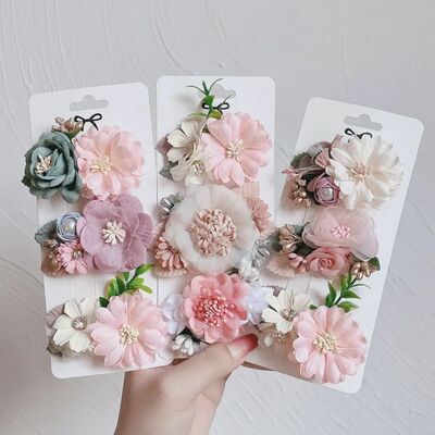 3Pcs/Set Artificial Flower Hair Clip For Kids Girls Hairpins