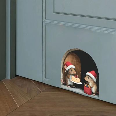 Cute Christmas Small Mouse Wall Stickers Xmas Decoration For