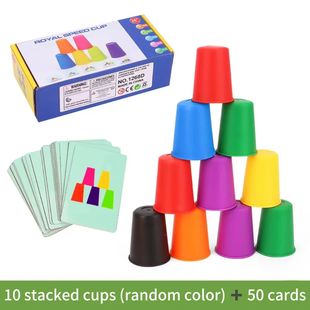 Montessori Toys Mini Stack Cup Game With Card Educational In