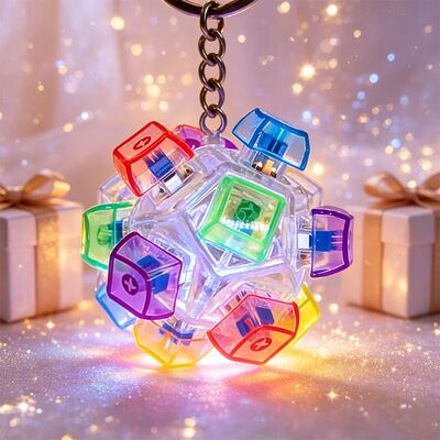 LED Keyboard Keychain Fidget Toys Crystal Clicker Sensory To