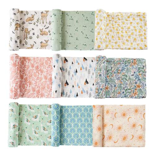 HappyFlute Nature Printing 1pcs Muslin Cotton Fabric Baby Sw