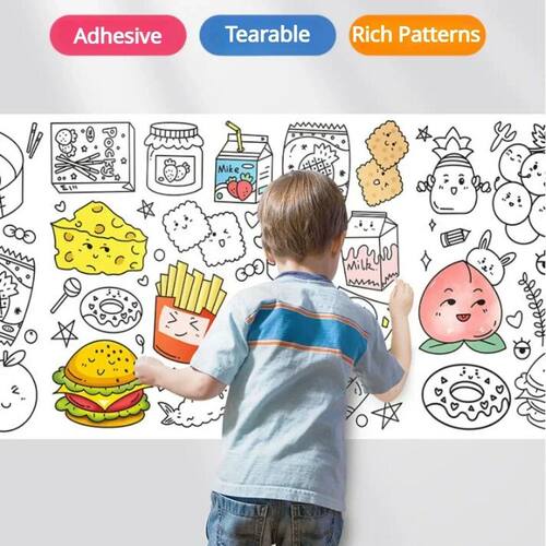 Children Drawing Roll Sticky Coloring Paper Roll DIY Paintin