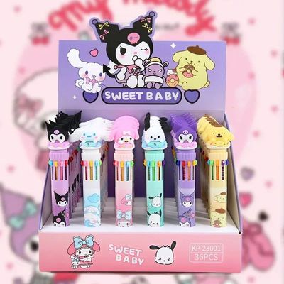 10 Color Ballpoint Pen Kuromi Cinnamoroll Cartoon 0.7 School