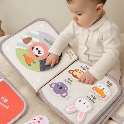 Quiet Book for Toddler Animal Cognitive Fabric Activity Busy