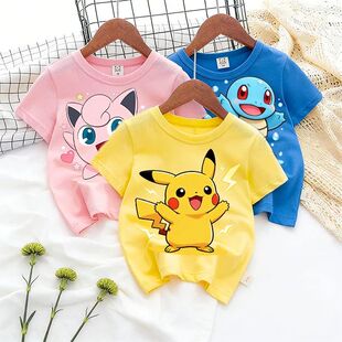 Pokemons Cute Kids T-shirt Anime Game Cartoon Cotton Boys Gi