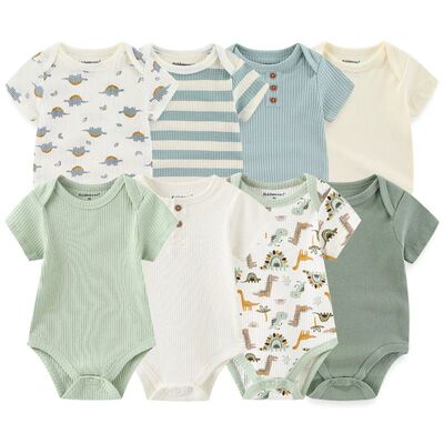 4Pieces  Born Bodysuit Print Cotton Baby Boy Clothes Short S