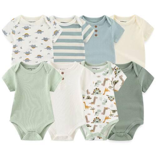 4Pieces  Born Bodysuit Print Cotton Baby Boy Clothes Short S