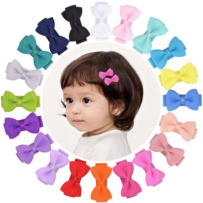 1.2 Inches Solid Colors Mini Hair Bows With Clip For Kids Gi