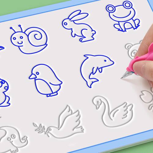 Children's grooved drawing book, reusable grooved writing bo