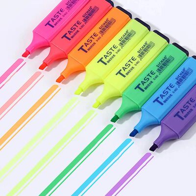 4/6/8 Colors Highlighters Oblique Tip Fluorescent Pens Smudg