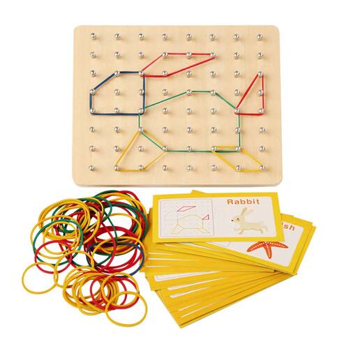 Wooden Geoboard Montessori Toys - Geo Board Manipulative Geo