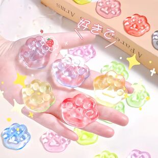 10PCS Kawaii Cat Paws Sticky Squeeze Toys Soft Realistic Jel
