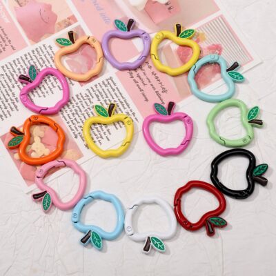 1pc Multi Color 28x30mm Cute Apple Shape Snap Buckles Keycha