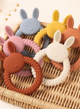 1pc Baby Silicone Teether Cartoon Rabbit Rodent Teething Rin