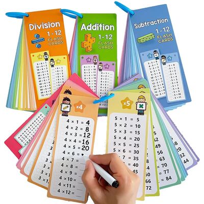 Wipeable Math Training Cards, Addition, Subtraction, Multipl