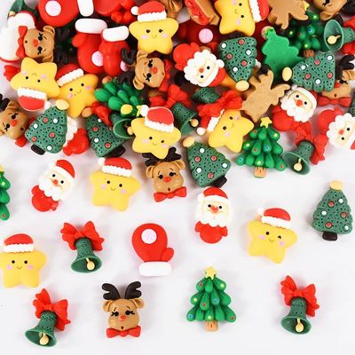20/40Pcs Mini Christmas Resin Figurine Crafts Cute Reindeer