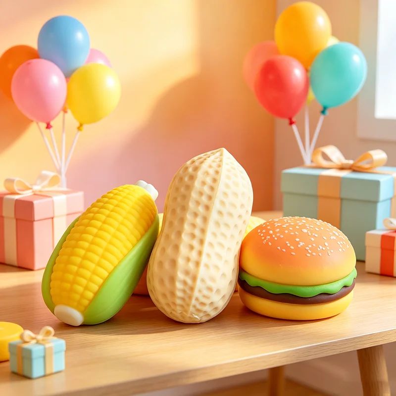 New Soft Squishy Simulated Peanut Corn Burger Pinch Flour St - 实物图