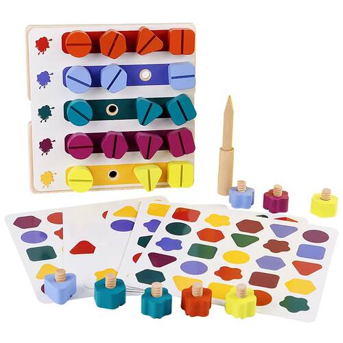 Wooden Screw Nut Disassembly Color Shape Matching Building B