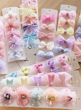 2020  Fashion Cute Children's Bow HairClips Set Fabric Hairp
