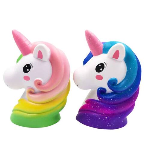 Jumbo Colorful Unicorn Head Squishy Soft Slow Rising Scented