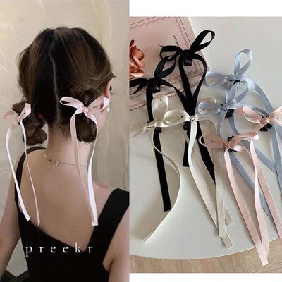 2pcs cute ribbon hair clip claw for girls pink bow hairclip