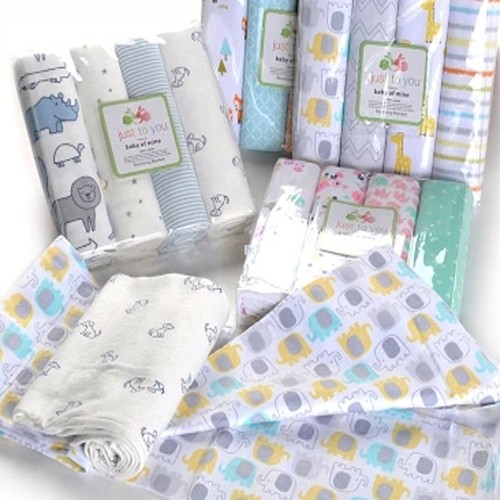 4Pcs76*76cm Muslin 100% Cotton Flannel Baby Swaddles Soft