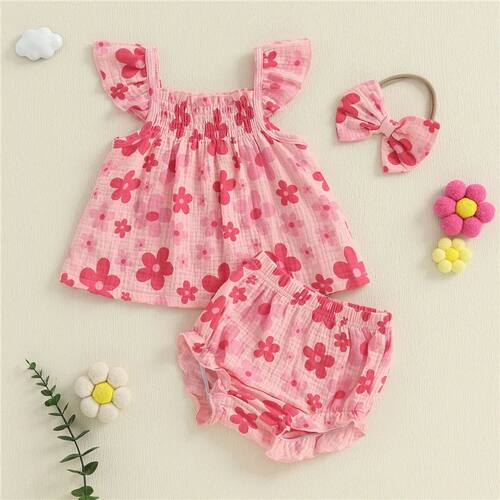 3pcs Summer Toddler Infant Baby Girl Casual Outfit Set Fly S