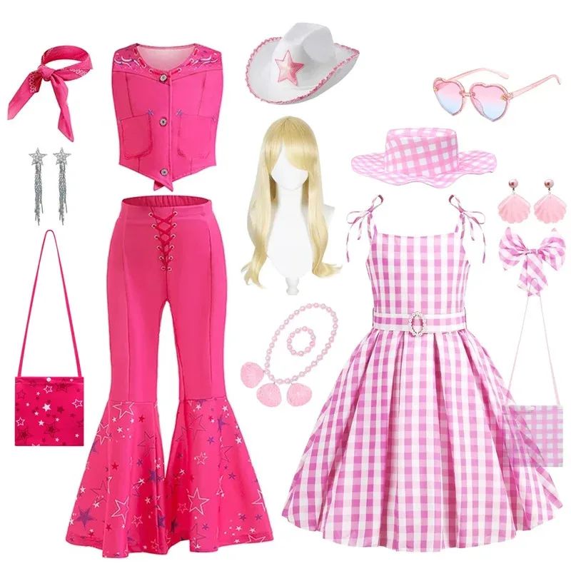 Barbi Girl Dress Plaid for Birthday Kids Halloween Party Pri图片