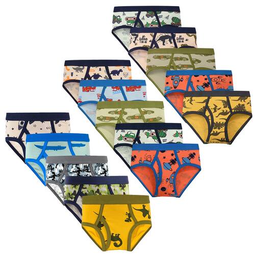 5-Pack Boys Cotton Underwear Dinosaur Construction Vehicle S
