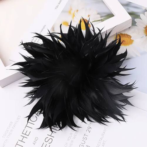 18CM Korean Feather Corsage Brooches for Women Elegant Flowe