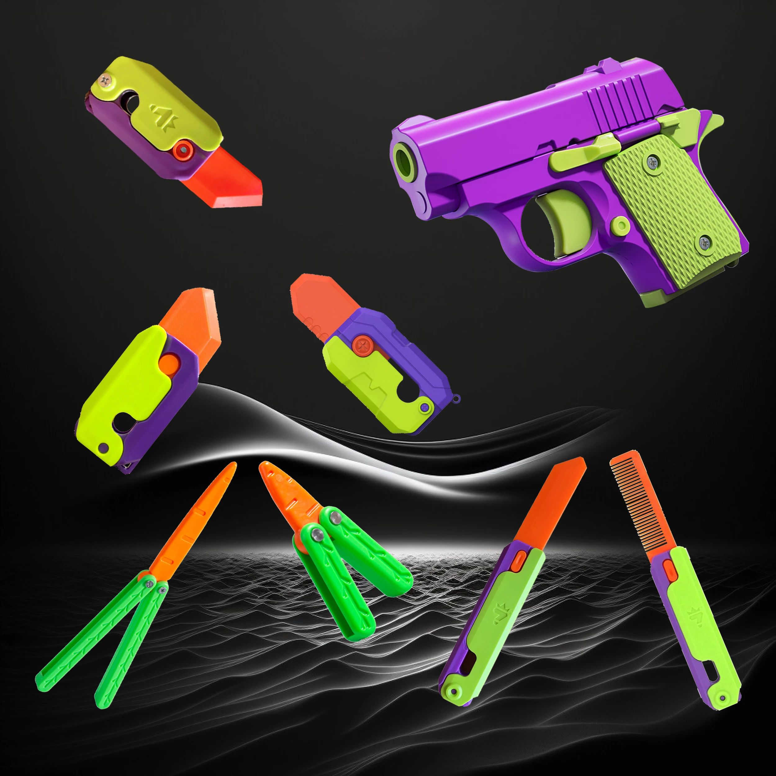 3D Printed Carrot Gravity Knifes Fidget Anxiety Toys Sss But