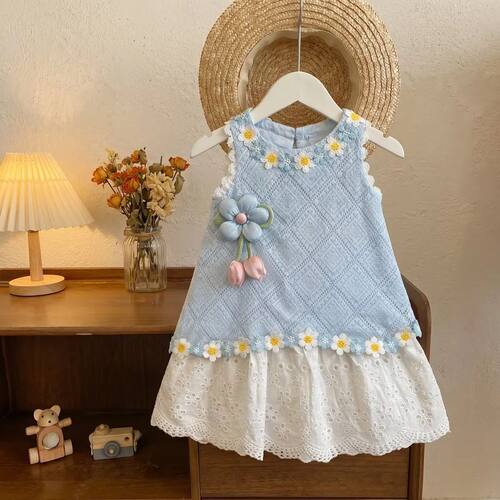 Girls' Dress Summer  Style Children's Fashionable Lace Princ
