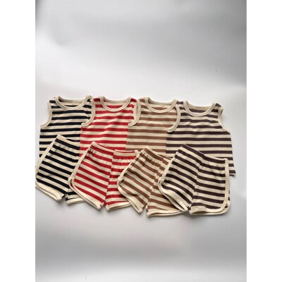 2025 Summer  Baby Sleeveless Clothes Set Infant Boy Girl Ves