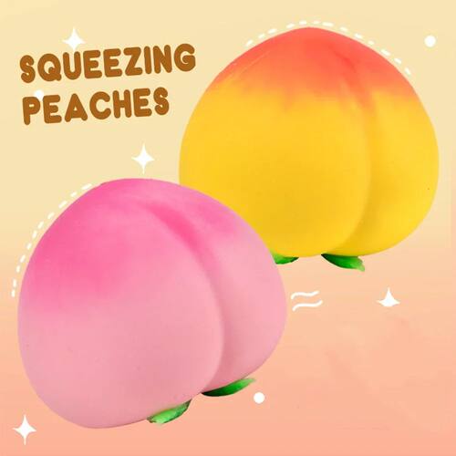 Pink Yellow Juicy Peach Squishy Toy Anti-Stress Slow Rising