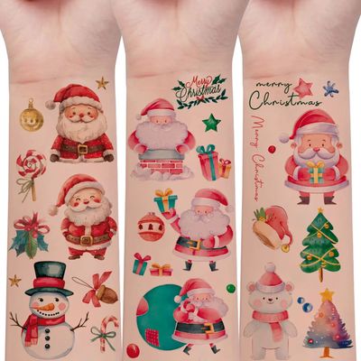 10 Sheets, 120 Cute Cartoon Christmas Tree Santa Claus Snowm
