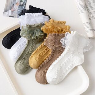 3 Pairs/Lot Summer Girls Socks Baby Kids Ruffle Sock Cute Ch